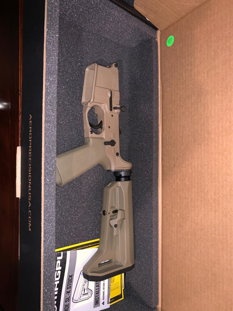 Aero Precision AR-15 Complete Lower Receiver w/ MOE SL Grip & SL-K Carbine Stock - FDE - Customer Photo From Austin Broeker