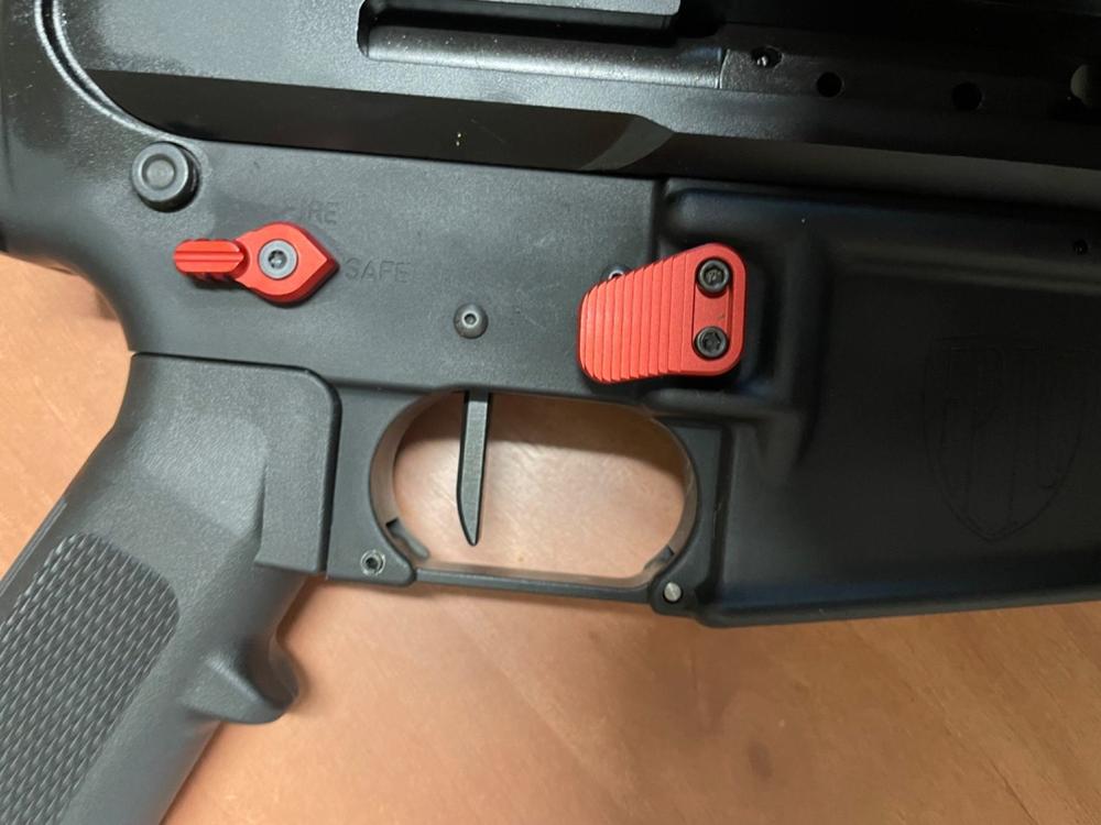 Armaspec B1 Extended Mag Release - Red - Customer Photo From Carl Davis