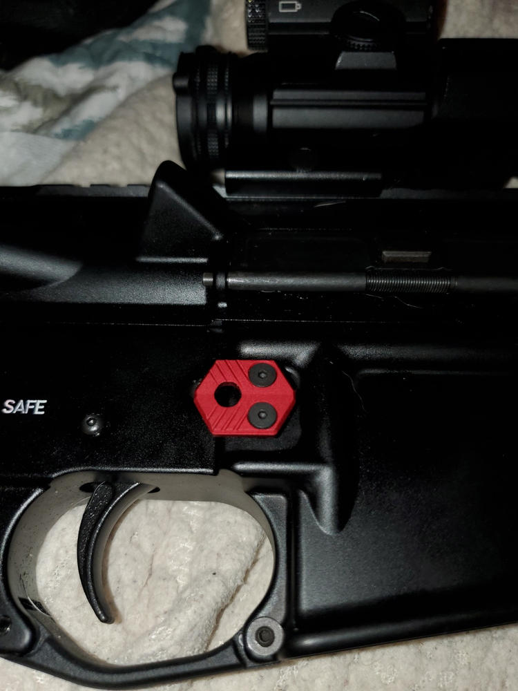 Armaspec B2 Extended Mag Release - Red - Customer Photo From Erin Teston