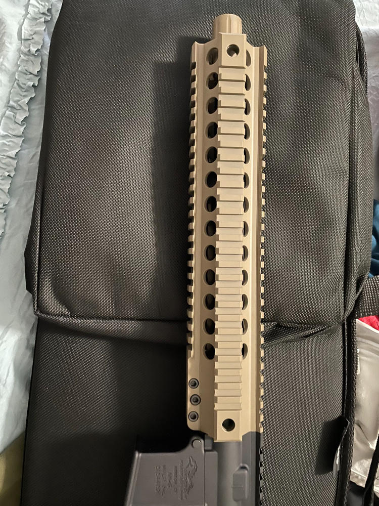 Dirty Bird AR-15 ASAL Free Float Quad Rail - 12", FDE - Customer Photo From James Song