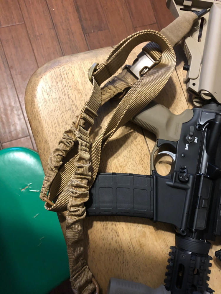 NBS 2 to 1 Point Double Bungee Rifle Sling - FDE - Customer Photo From Justin Townley