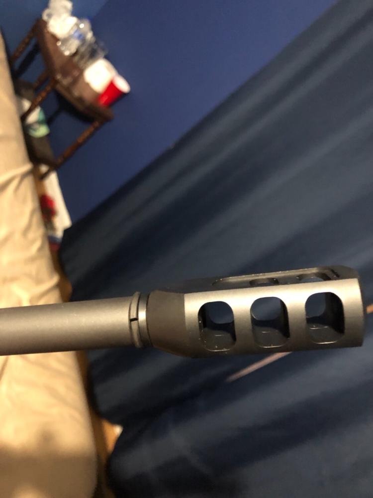 NBS Tanker (Barrett .50 Cal Style) Muzzle Brake 1/2x28 (5.56/.223) - Black Nitride - Customer Photo From Jared Cupples