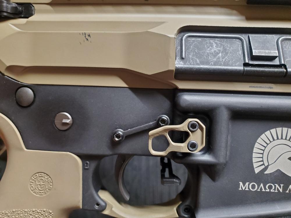 ODIN Works XMR 3 Extended Mag Release - FDE - Customer Photo From Shawn Paszkeicz