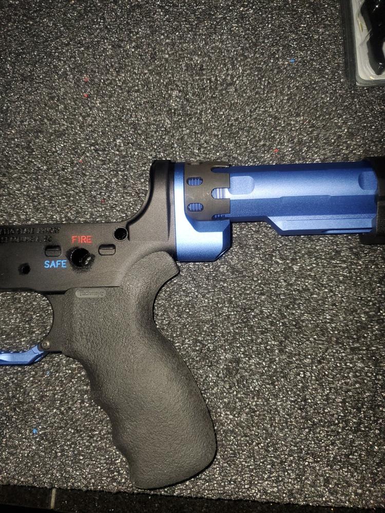 Strike Industries AR Receiver Enhanced Castle Nut with Extended QD Endplate - Blue - Customer Photo From Jim CUBER