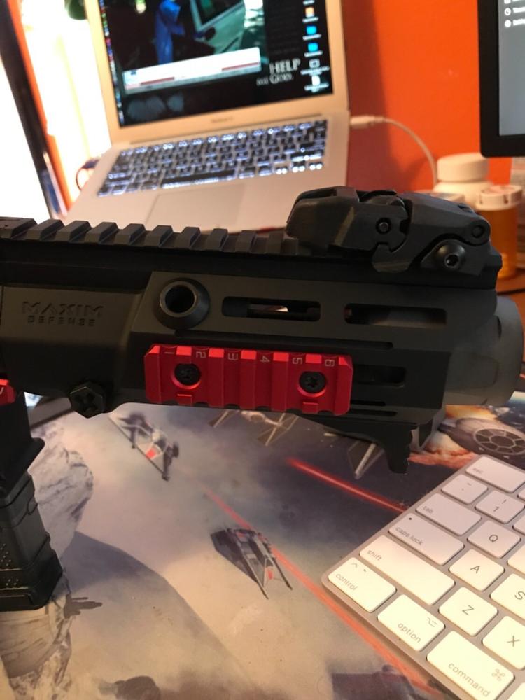 Strike Industries Link Rail Section 6 Slots Fits Most KeyMod & M-Lok Version Mounting Surfaces - Red - Customer Photo From Todd Keller