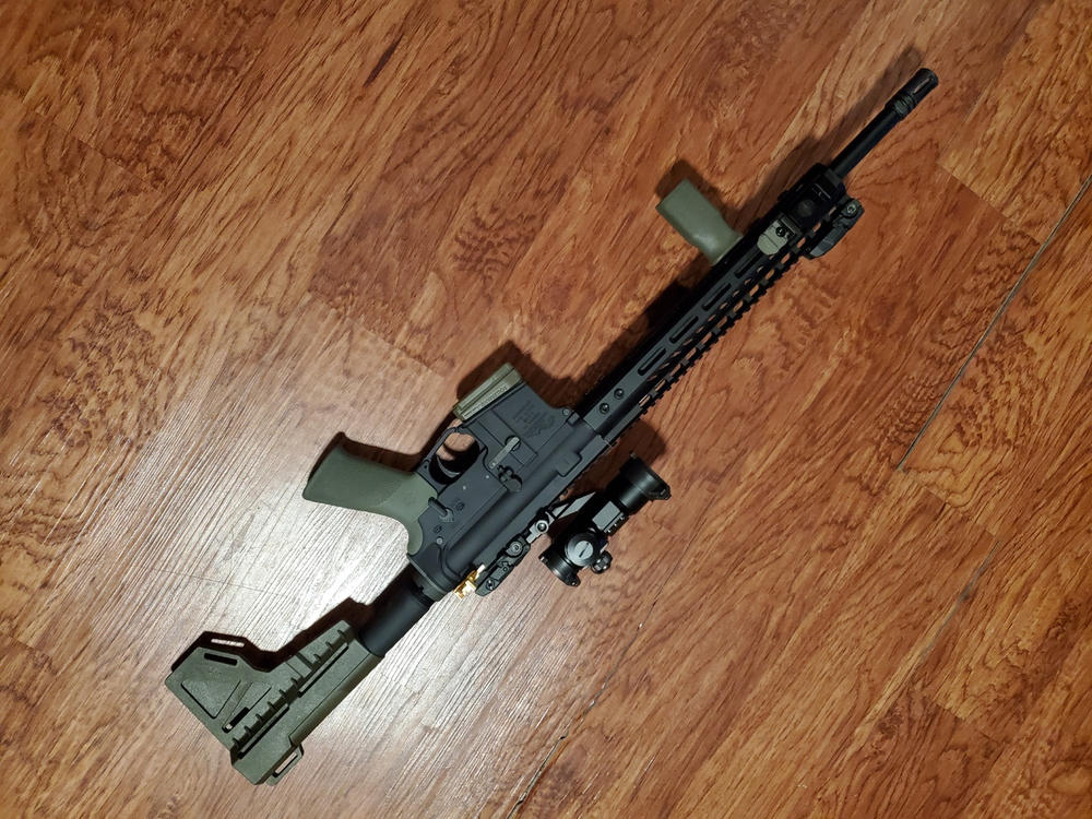 Hogue Beavertail Pistol Grip w/o Finger Grooves - OD Green - Customer Photo From John Nguyen