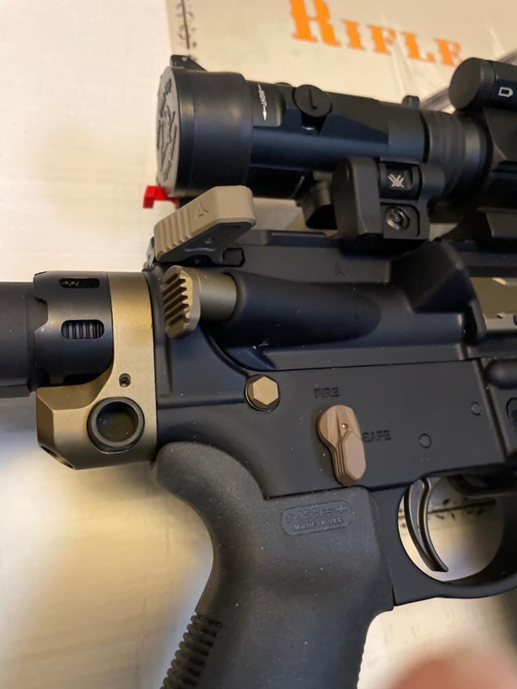 Strike Industries Tribus Enhanced Castle Nut & Extended End Plate Version 2 - FDE - Customer Photo From Michael DiVuolo