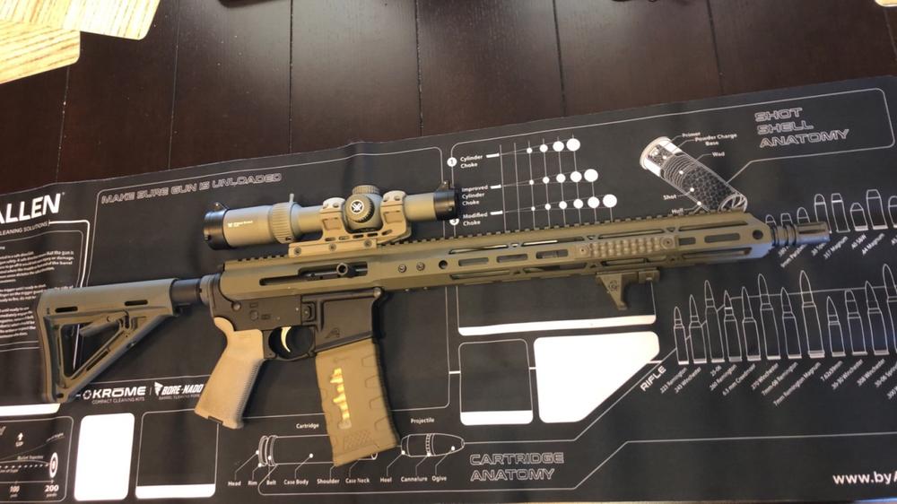 UTG ACCU-SYNC 30mm High Pro 34mm Offset Pic. Rings - FDE - Customer Photo From Tristen Wood