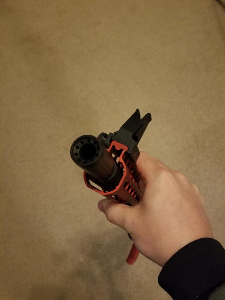 thumbnail interactive-video image 1 of All Steel Muzzle Brake .458 Socom – 5/8x32 TPI, With Knurled Forwarder (13/16-16) 1 of 4