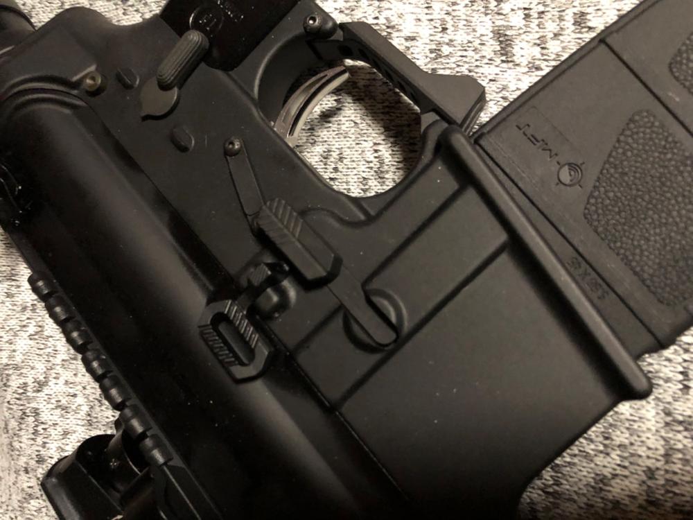 UTG Ambidextrous Extended Magazine Release - Black - Customer Photo From Brian Chattin