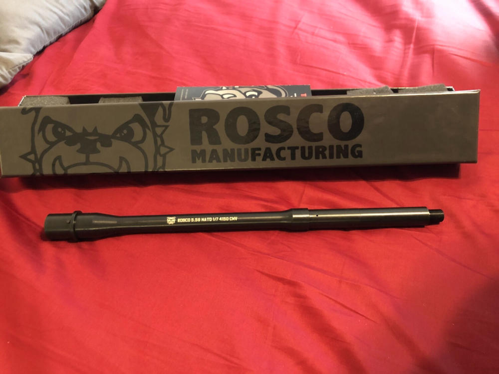 Rosco Manufacturing Bloodline 14.5" 5.56 Government 1:7 Twist Black Nitride Midlength Barrel - Customer Photo From Hoyle Brown