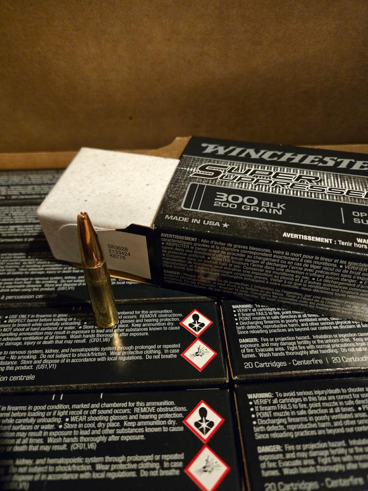 Winchester Super Suppressed .300 AAC Blackout 200 Grain OTM Rifle Ammo - 200 Round Case - Customer Photo From Sean Watson