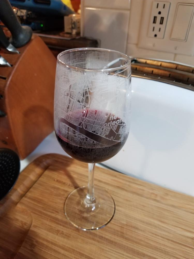 Anywhere Maps Stemmed Wine Glass - Customer Photo From Jeremy English
