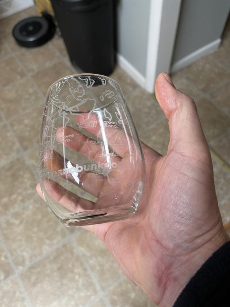 Home Town Map Stemless Wine Glass - Customer Photo From Adam Chaffin