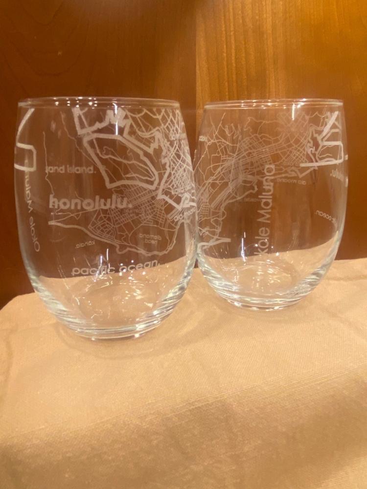 Home Town Map Stemless Wine Glass - Customer Photo From Elizabeth Fiorito