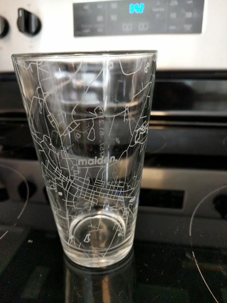 Home Town Maps Pint Glass - Customer Photo From Travis Brown