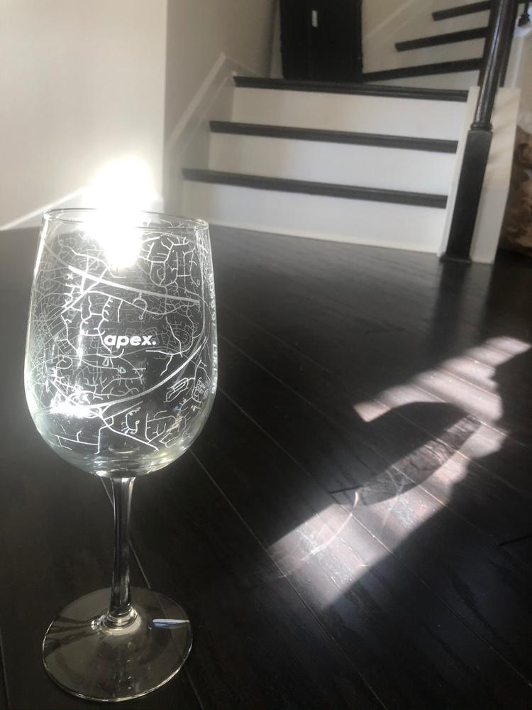 Home Town Maps Stemmed Wine Glass - Customer Photo From Christina Cole