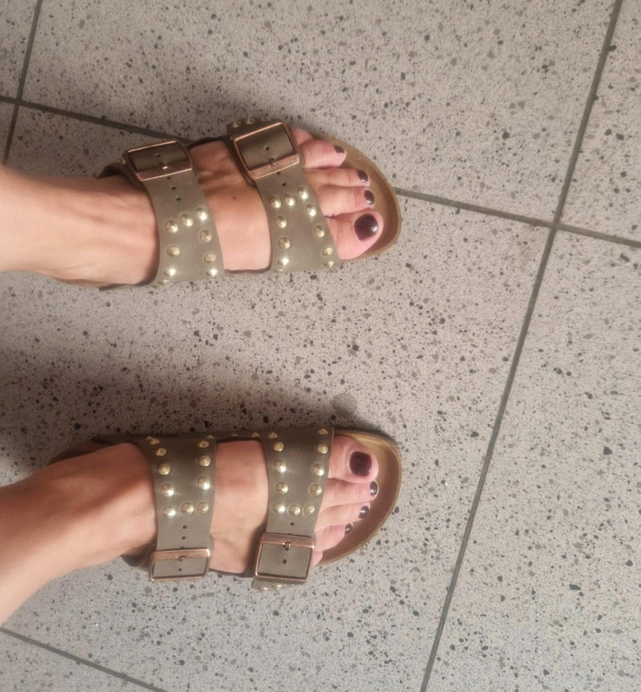 Personalizzazione Birkenstock Arizona con Borchie Oro - Marrone Mocca - Customer Photo From Elena Cordova