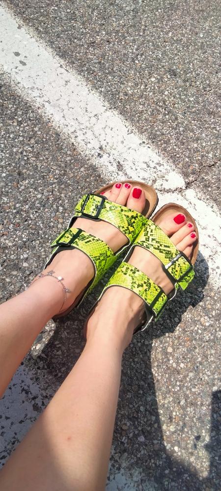 Personalizzazione Birkenstock Arizona Pitonate Giallo Fluo (neon) - Customer Photo From Michela B.