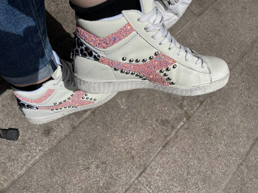 Diadora Game High con Borchie e Glitter Rosa - Leopardate - Customer Photo From Stefania S.