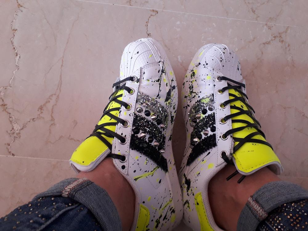Adidas Superstar Schizzate con Borchie e Glitter - Customer Photo From Stefania pavone