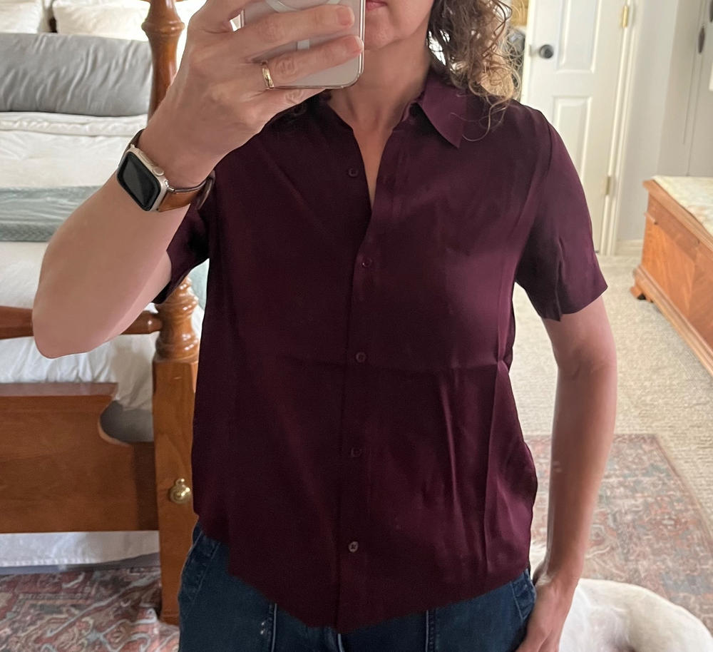 Washable Stretch Silk Short Sleeve Blouse - Customer Photo From Janet Anderson