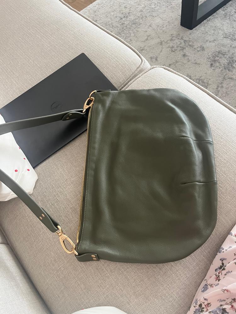 Convertible Executive Leather Bag MIDI in Olive Green