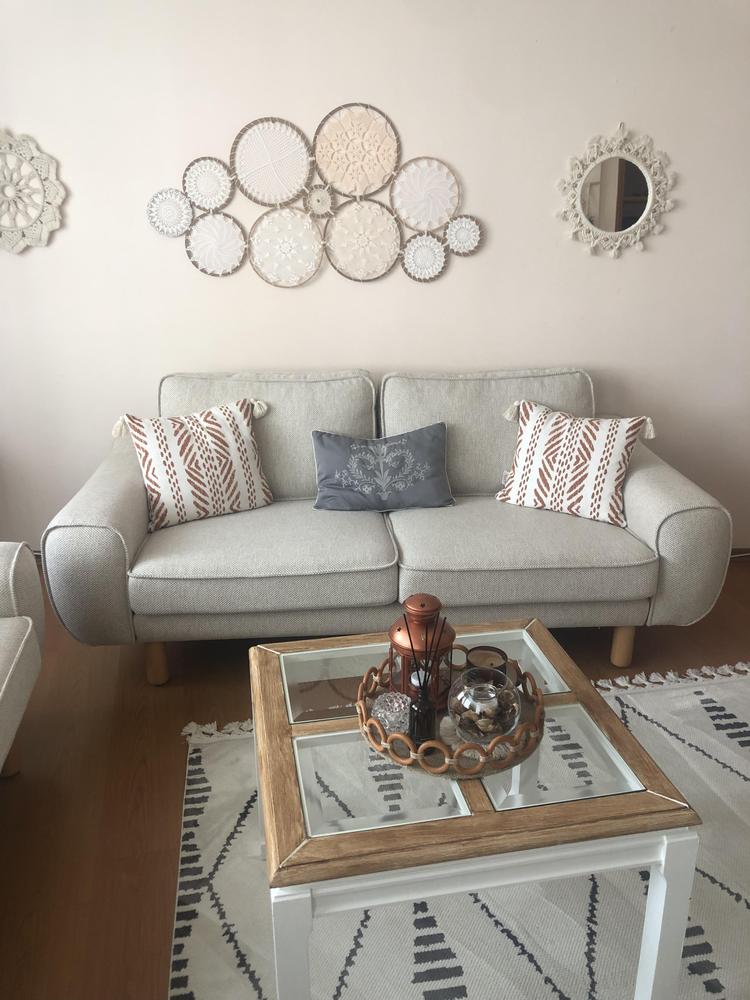 Klem İkili Koltuk Silindir Ahşap Ayak - Doğal Doku - Customer Photo From Zehra Durmaz