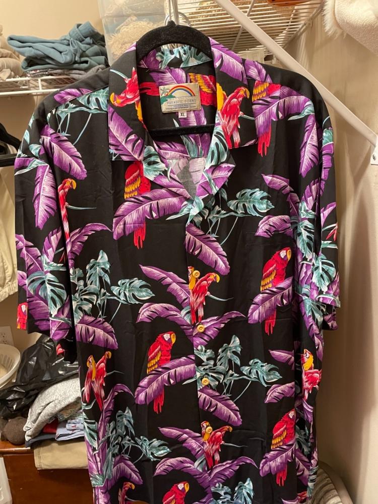 AlohaFunWear.com | Magnum PI Black Hawaiian Shirt by Paradise Found
