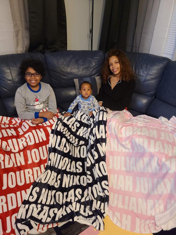 PERSONALIZED NAME BLANKET - BOLD (ALL COLOR OPTIONS) - Customer Photo From Latoya Molina