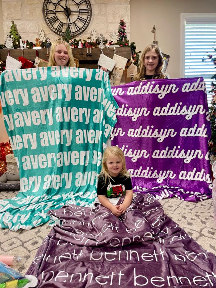 PERSONALIZED NAME BLANKET - BOLD (ALL COLOR OPTIONS) - Customer Photo From Stacy Broome
