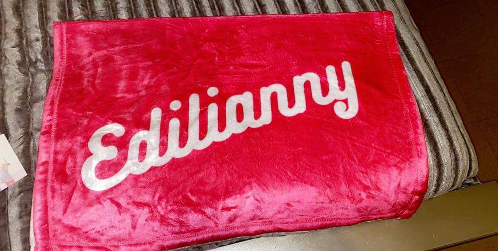 PERSONALIZED NAME BLANKET - RETRO CURSIVE 2 (ALL COLOR OPTIONS) - Customer Photo From Luisanny Almonte