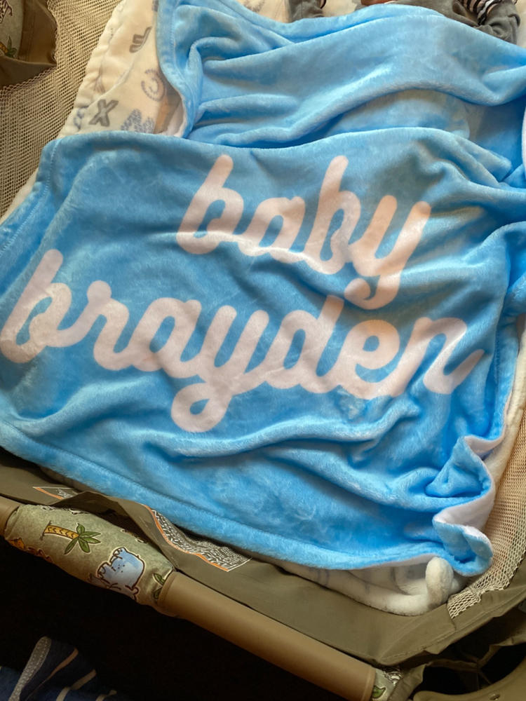 PERSONALIZED NAME BLANKET - RETRO CURSIVE 2 (ALL COLOR OPTIONS) - Customer Photo From Makyla Croom
