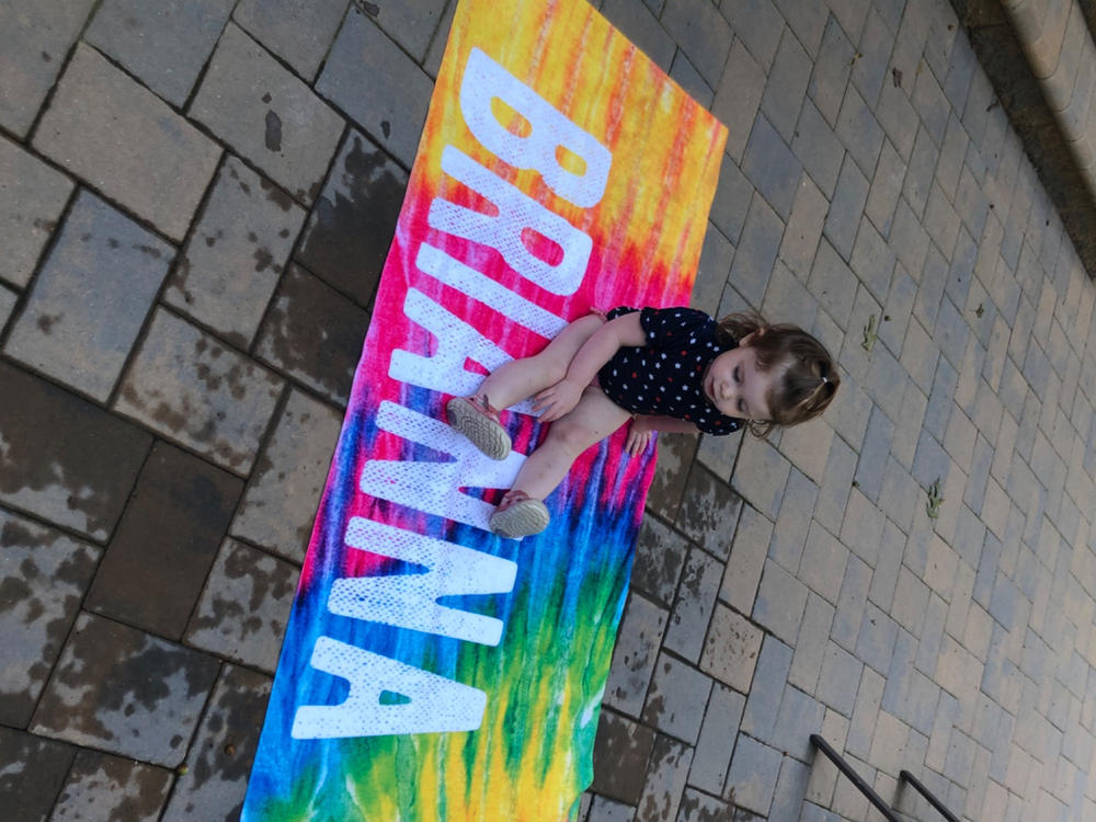 TIE DYE PERSONALIZED TOWEL - Customer Photo From Joanna Johnson