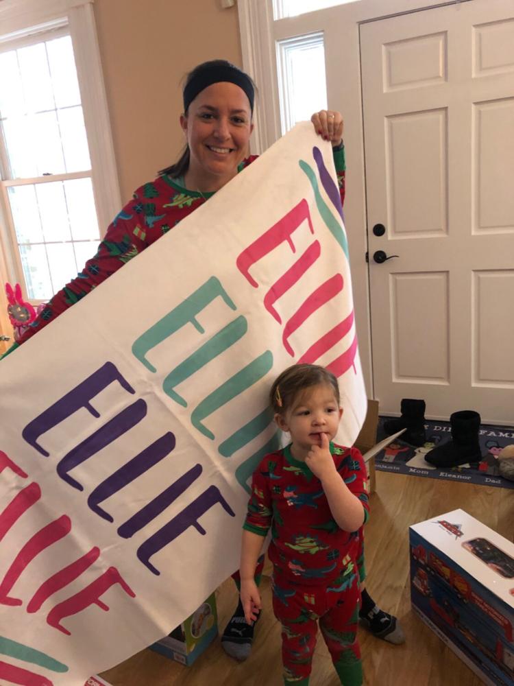 PERSONALIZED SOLID BOLD BEACH TOWEL - Customer Photo From MaryAnn Parry