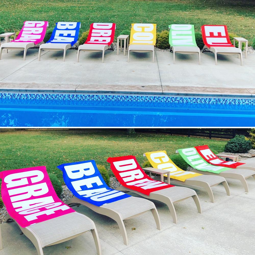 PERSONALIZED SOLID BOLD BEACH TOWEL - Customer Photo From Lisa Johnson