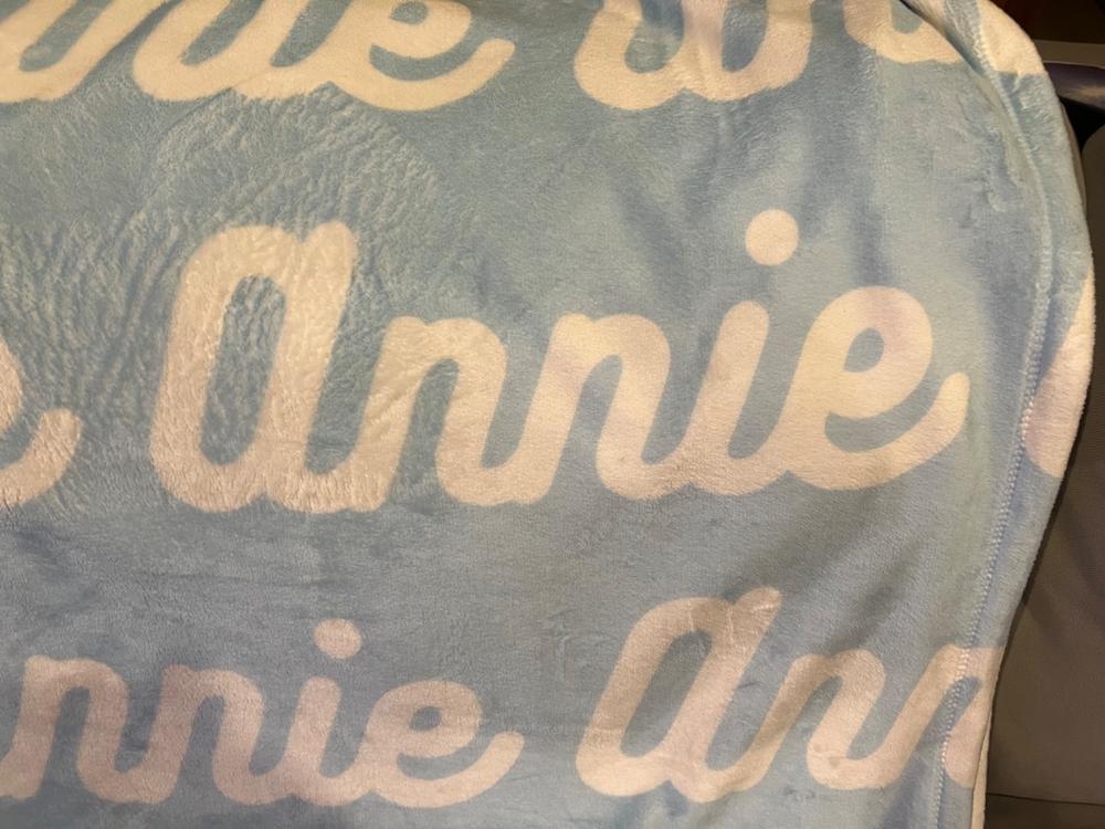 PERSONALIZED NAME BLANKET - RETRO CURSIVE (JEWEL TONE COLOR OPTIONS) - Customer Photo From Ann K Schiller