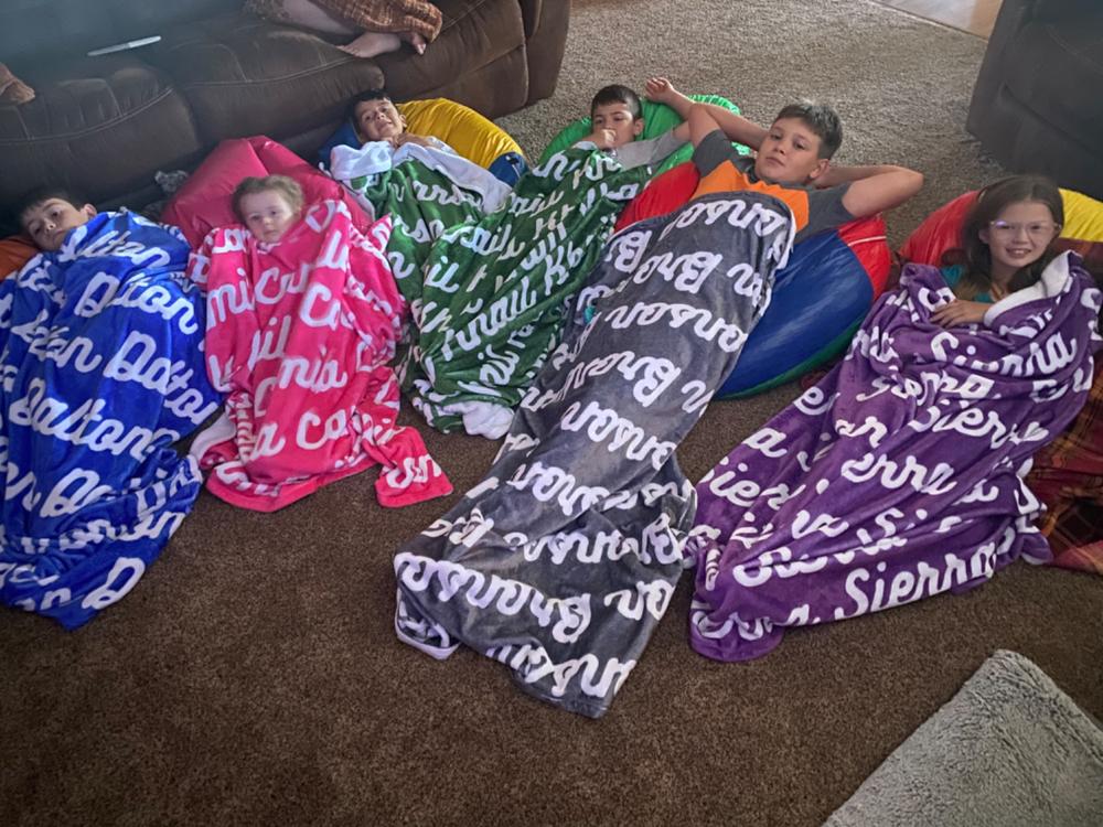 Personalized Name Blanket - Script (ALL COLOR OPTIONS) - Customer Photo From Robin Burns