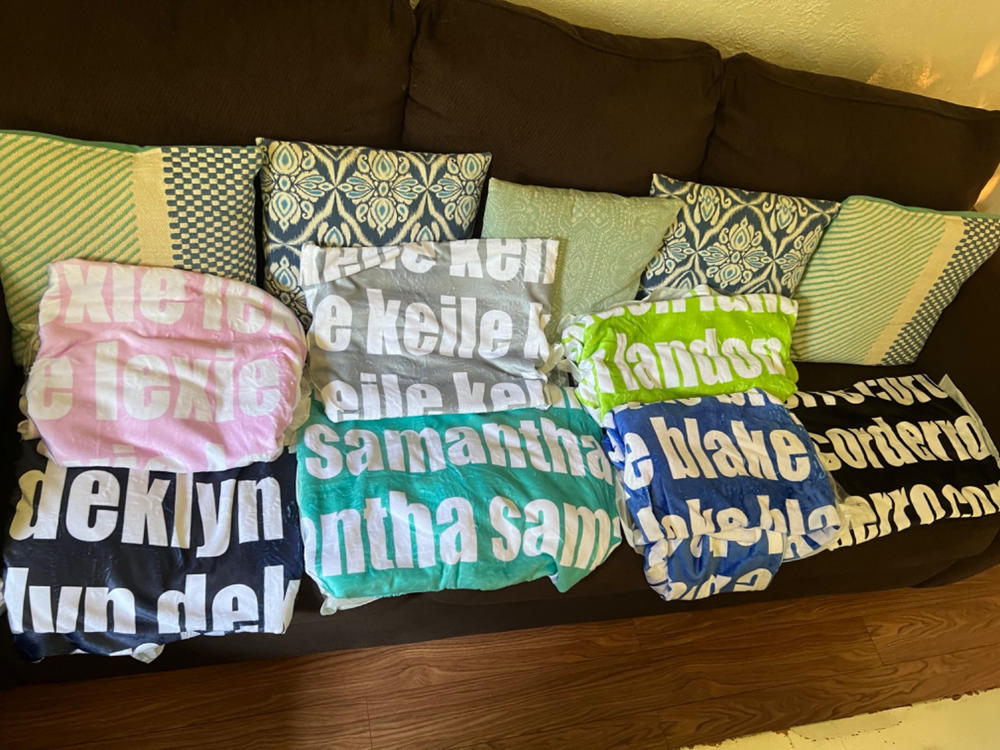 PERSONALIZED NAME BLANKET - BOLD (ALL COLOR OPTIONS) - Customer Photo From Lynne Graham