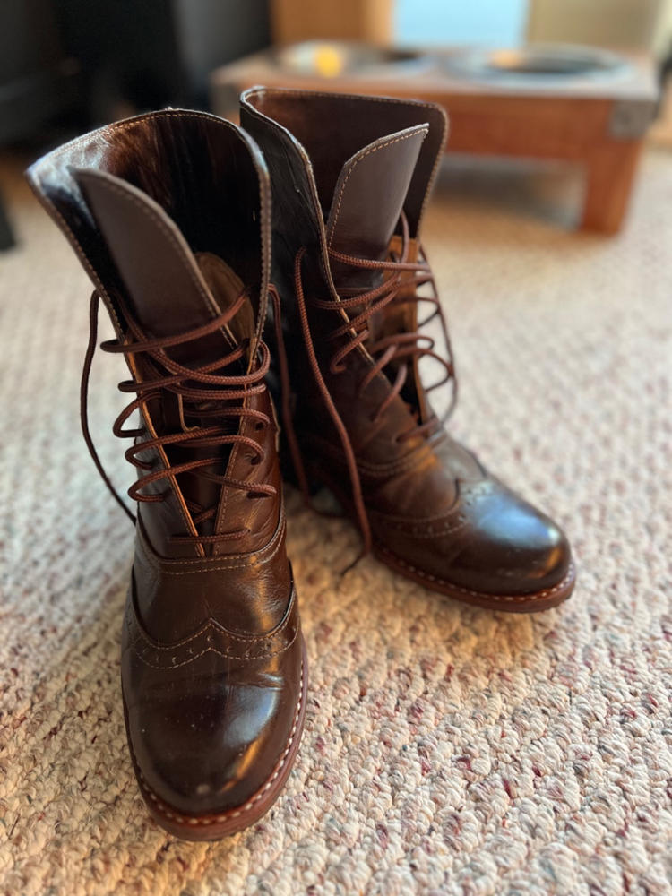 Brown Leather Victorian Ankle Boots - Customer Photo From Bay R.