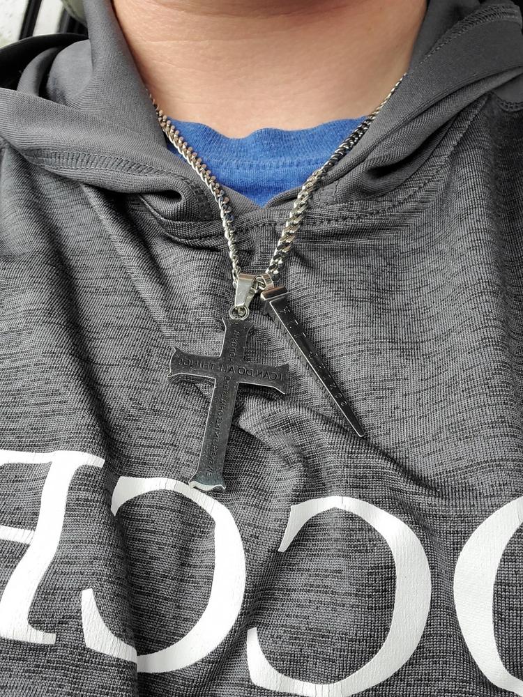 Philippians 4:13 Cross And Nail Necklace - Customer Photo From Steven Bastura