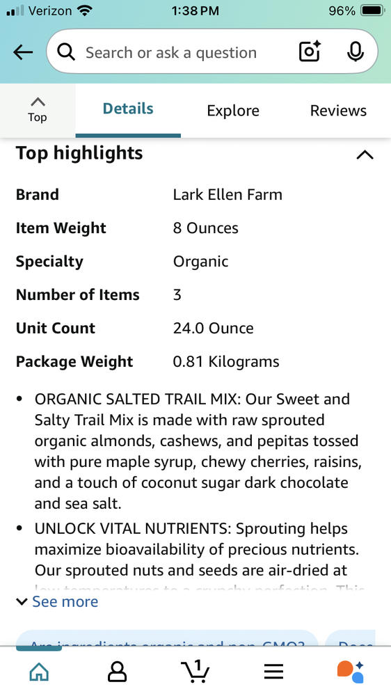 Sweet & Salty Trail Mix, Sprouted - Customer Photo From Robin