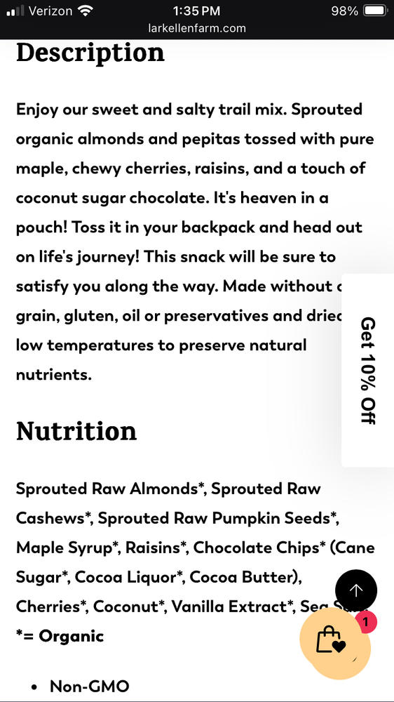 Sweet & Salty Trail Mix, Sprouted - Customer Photo From Robin