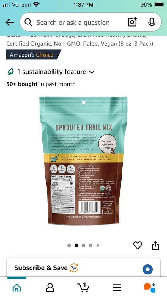 Sweet & Salty Trail Mix, Sprouted - Customer Photo From Robin