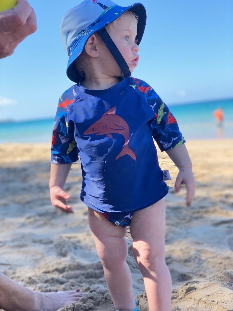 Blue Speedo Boys Infants Childrens Swimming Swim Sun Rash Vest Guard Top 