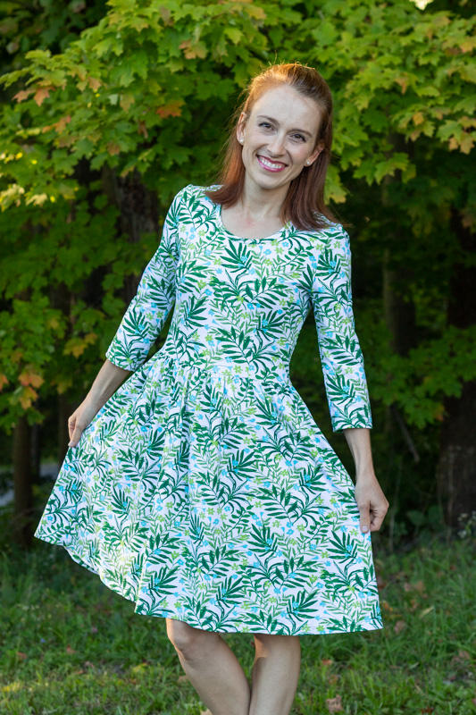 Reaction Green Branches and Blossoms Poly Lycra Knit Fabric - Customer Photo From Stephanie Allen