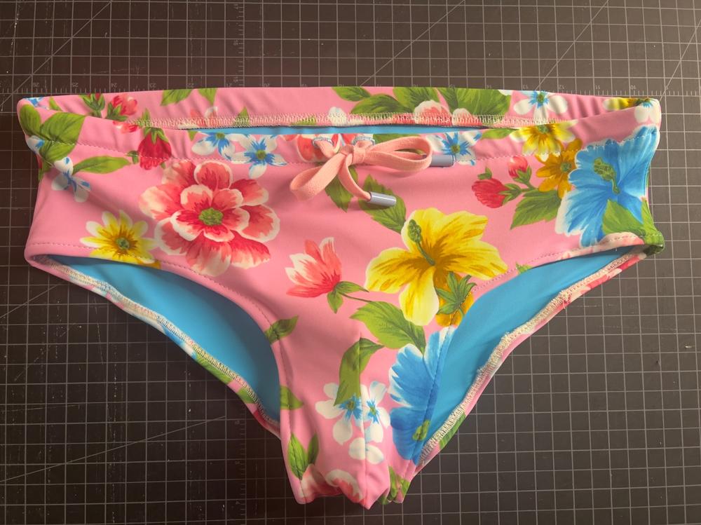 Hawaiian Floral on Pink Nylon Spandex Swimsuit Fabric - Customer Photo From Quinton Tafoya