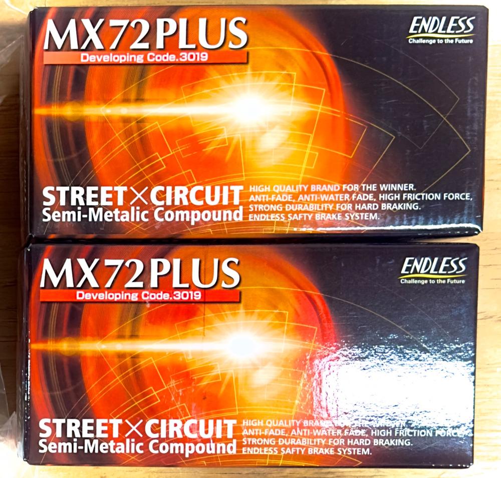 ENDLESS MX72 PLUS BRAKE PAD FRONT REAR SET FOR TOYOTA GR YARIS