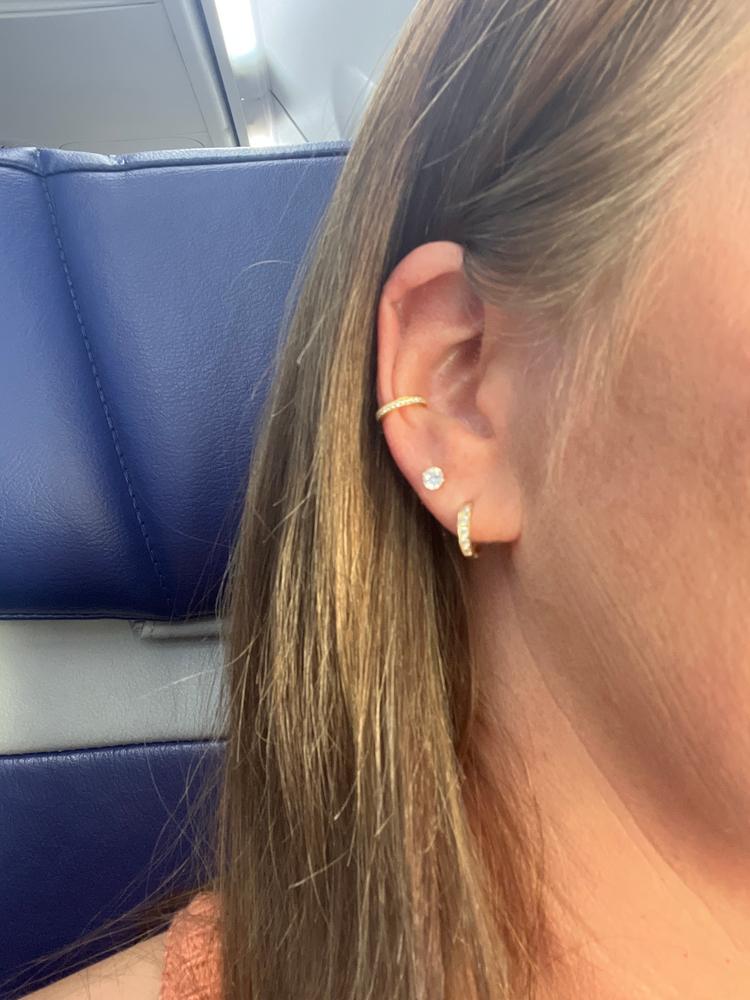 Charmisma White Sapphire 10K Rose Gold Hoop Earrings Small