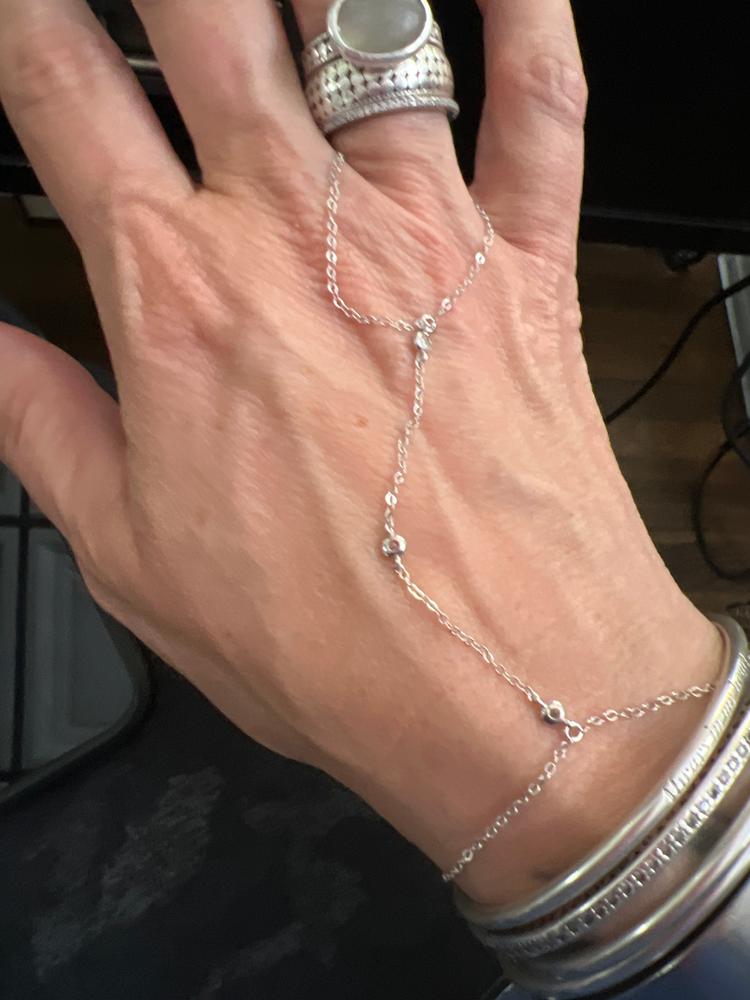 Sterling Silver Hand Chain Bracelet Thin Hand Chain Ring 